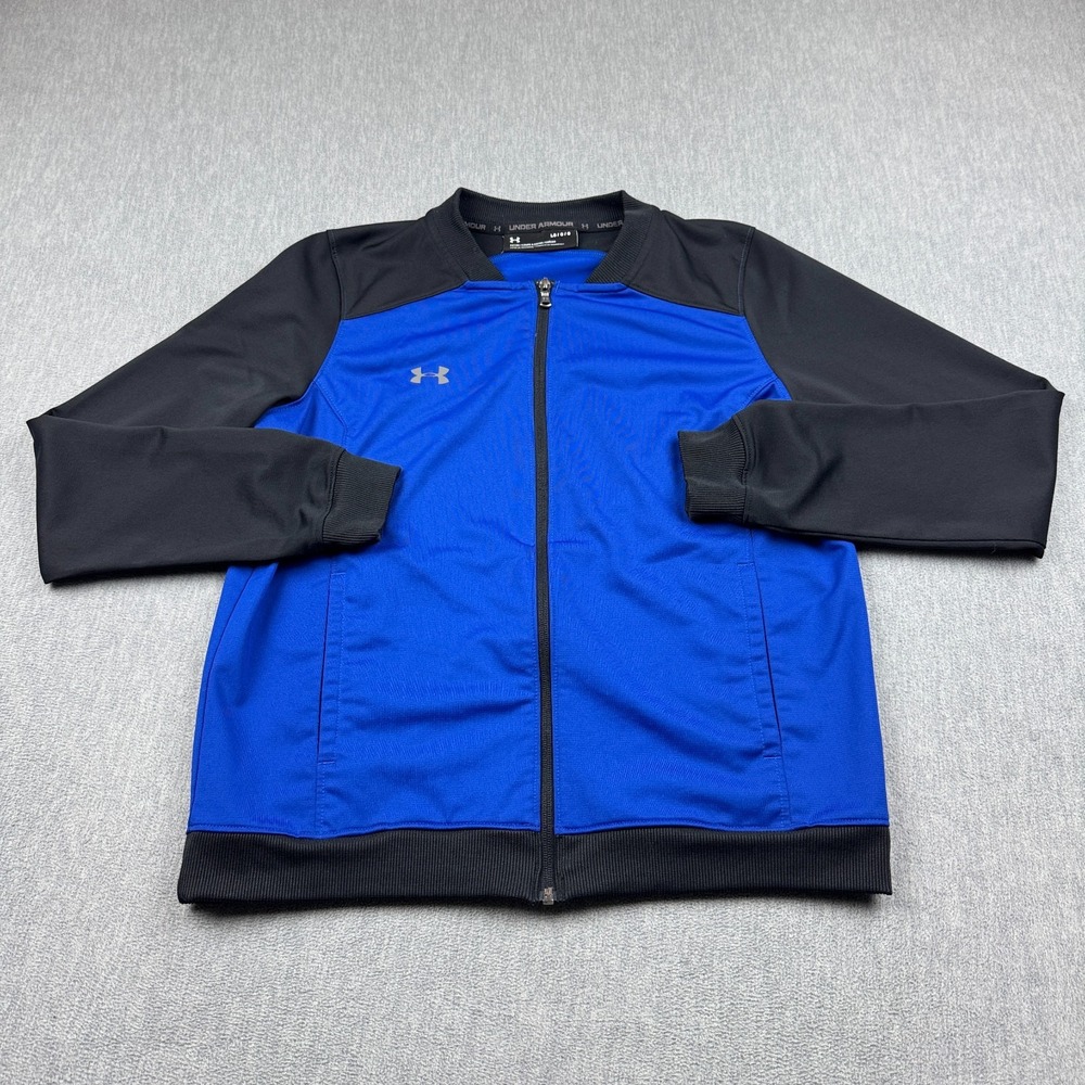 Under Armour Jacket Youth Large Blue Black Challenger II Track Full‎ Zip Fitted